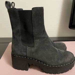 Vince Camuto Grey Suede Combat Boots